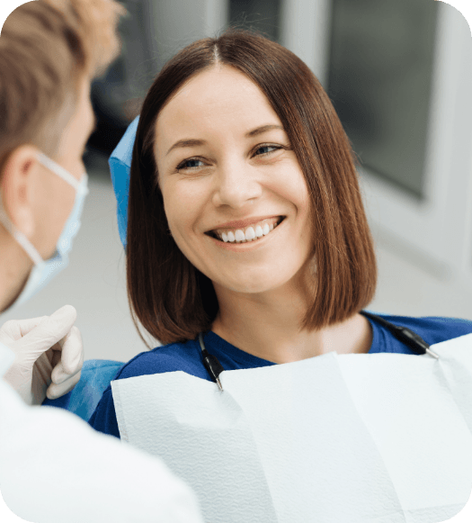 woman smiling in dental chair